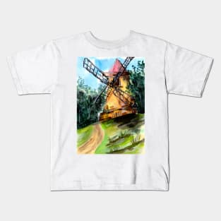 Old Windmill on the Hill Kids T-Shirt